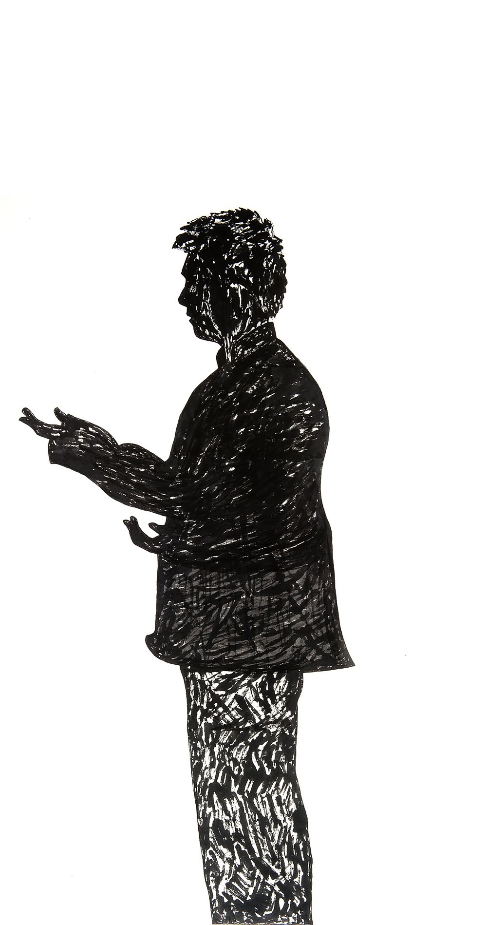 Thea Tini (1955 - ), 
“Chinese Man”, 2011, China on rice papers. 
cm 100 &times; 200. This work is in 