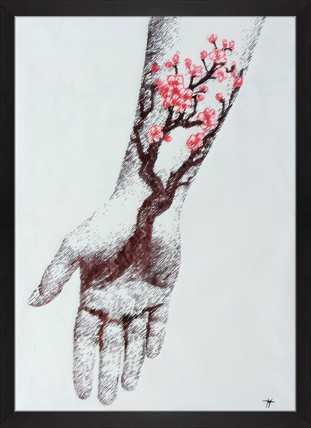 Michele Ammirati (1985 - ), 
“Where Cherry Trees Blossom”, 2025, Colored pen on glossy 