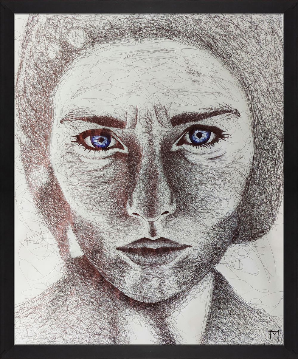 Michele Ammirati (1985 - ), 
“Behind Blue Eyes”, 2025, Colored pen on glossy technical paper. 