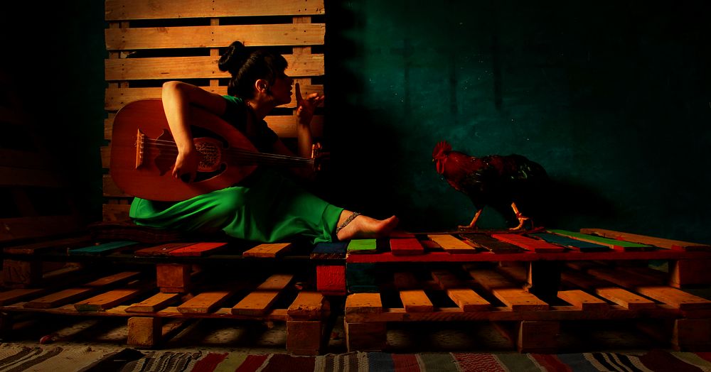 Nidaa Badwan (1987-), 
“100 days of solitude”, “The Rooster”. 2015, Art Matt Sihl, 100% cotton 