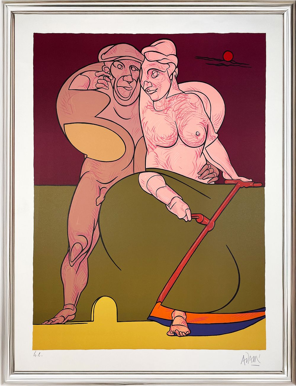 Valerio Adami, ”Picasso et la femme neo-classique ”, 1976, Lithograph on paper, 
cm 67 x 85 