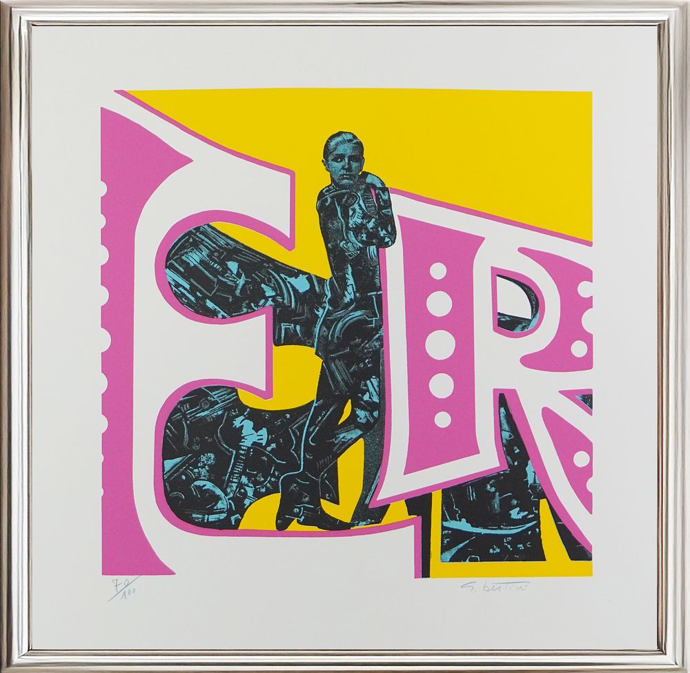 Gianni Bertini, ”E R ”, 1980, Serigraphy on paper, 
Edition 70 /100
cm 100 &times; 70
. Good 