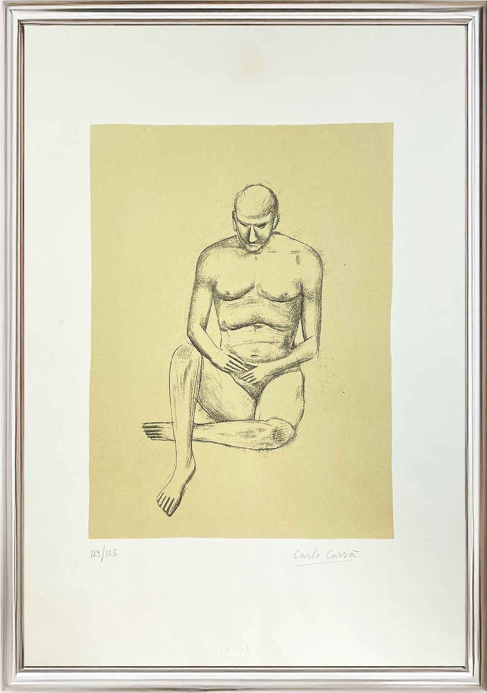 Carlo Carr&agrave;, “Nude”, 1961, Lithography on paper 
cm 45.5 x 65. Edition123/125, the work is 