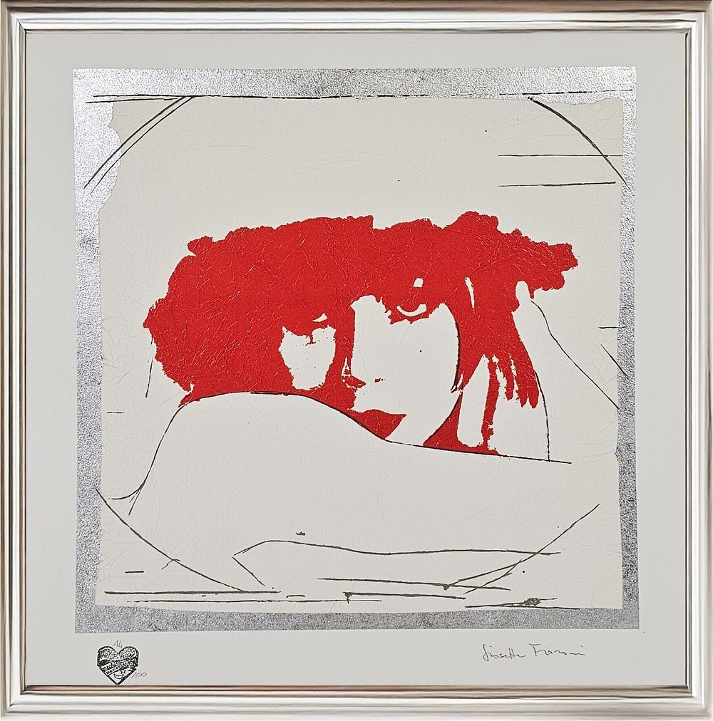 Giosetta Fioroni, “Double Liberty Red”, 2015, 12-color polymaterial and carborundum 