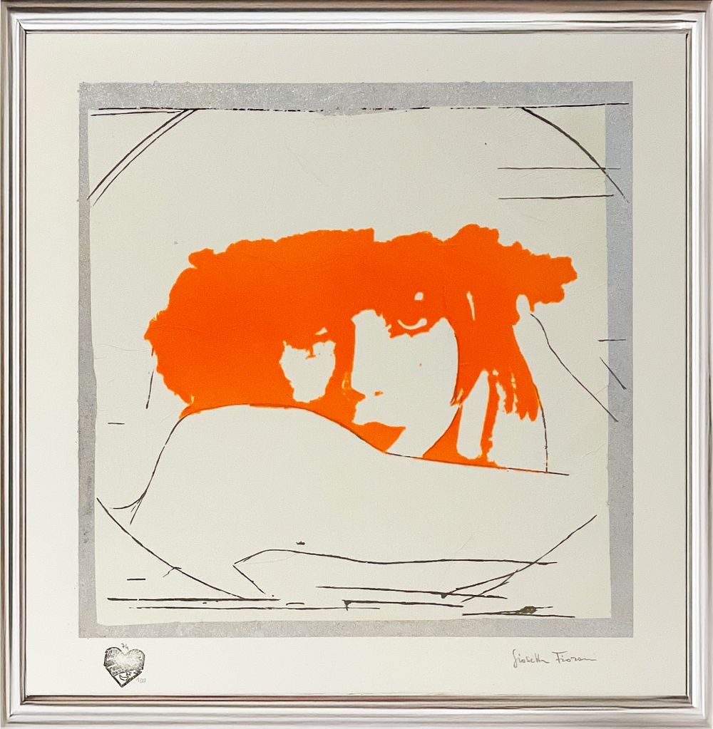 Giosetta Fioroni, “Double Liberty Orange”, 2015, 12-color polymaterial and carborundum 