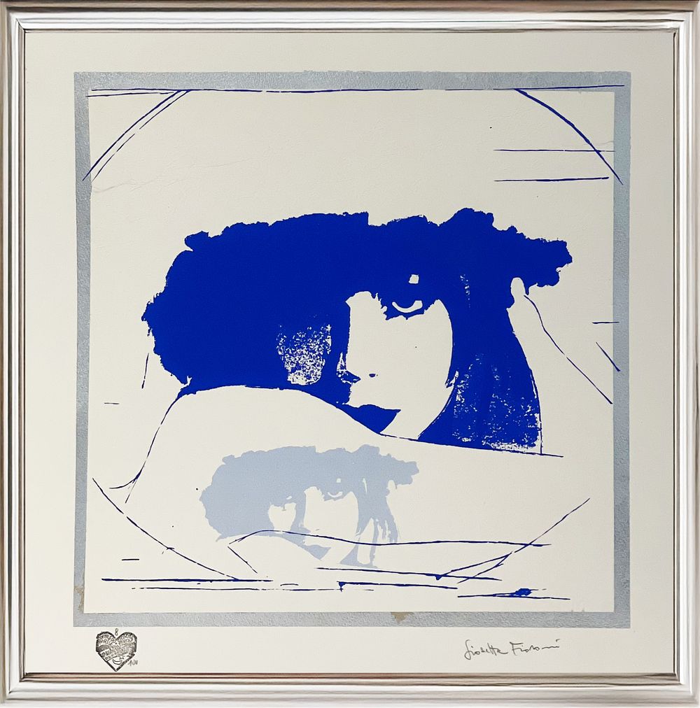 Giosetta Fioroni, “Double Liberty Light Blue”, 2015, Textured screen printing with light blue 