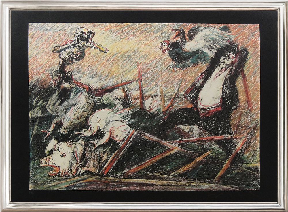 Salvatore Fiume, “Novelle del Verga”, 1970s, Lithograph on paper, Edition PA, 
cm 70 x 50 . Good 