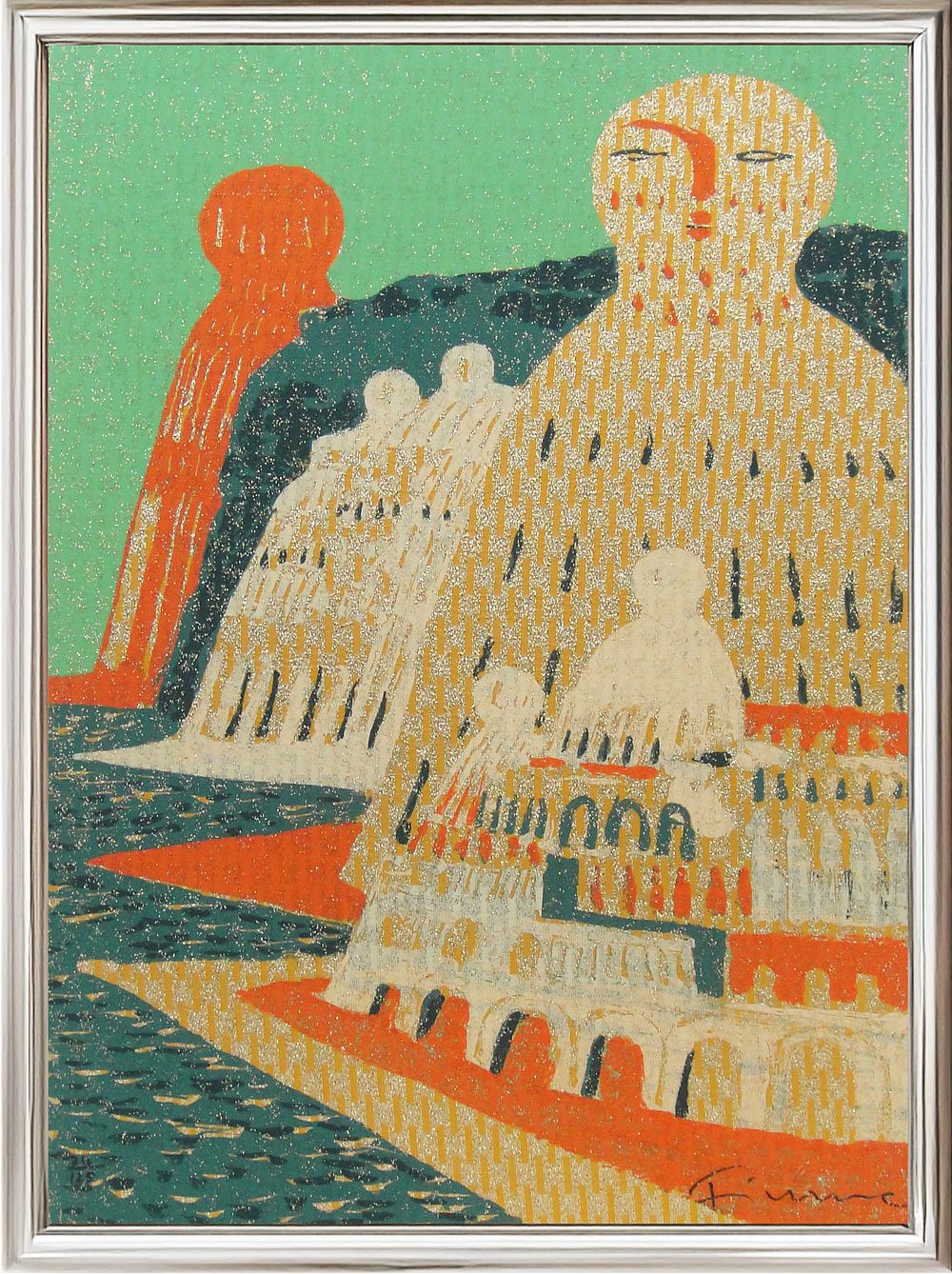 Salvatore Fiume, “Stone Islands”, 1970s, Gold thread silkscreen on fabric, 
Edition of 125 