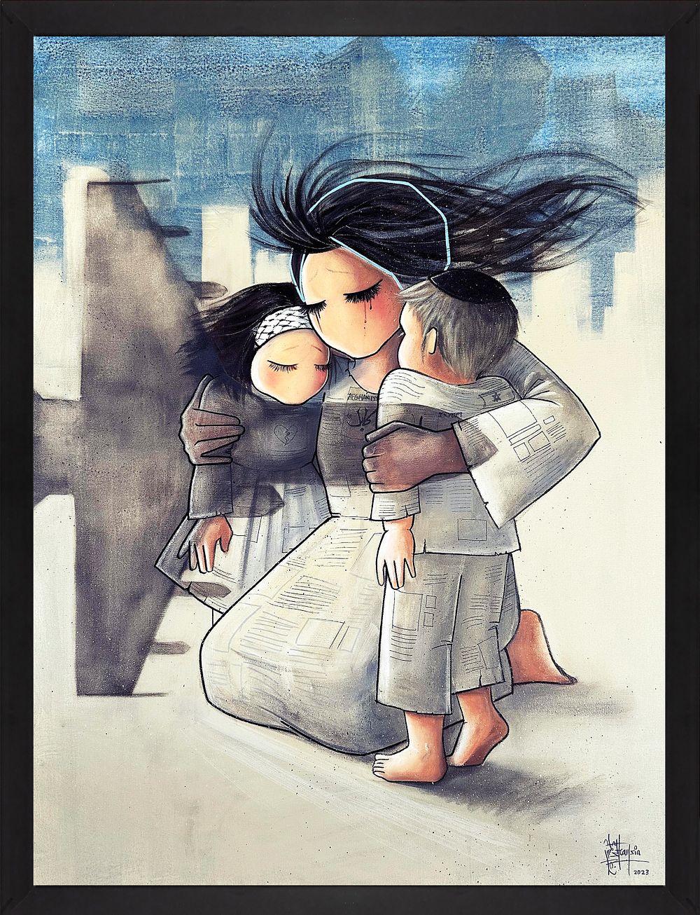 Shamsia Hassani, Untitled (My Love, My Pain), 2024, Giclee print on MOABP Bright paper 