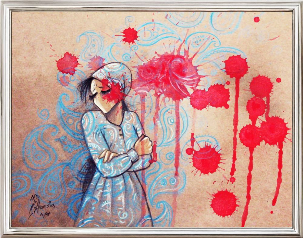 Shamsia Hassani, Untitled (Blood), 2024, Giclee print on MOABP Bright paper, 
Edition 34/50 