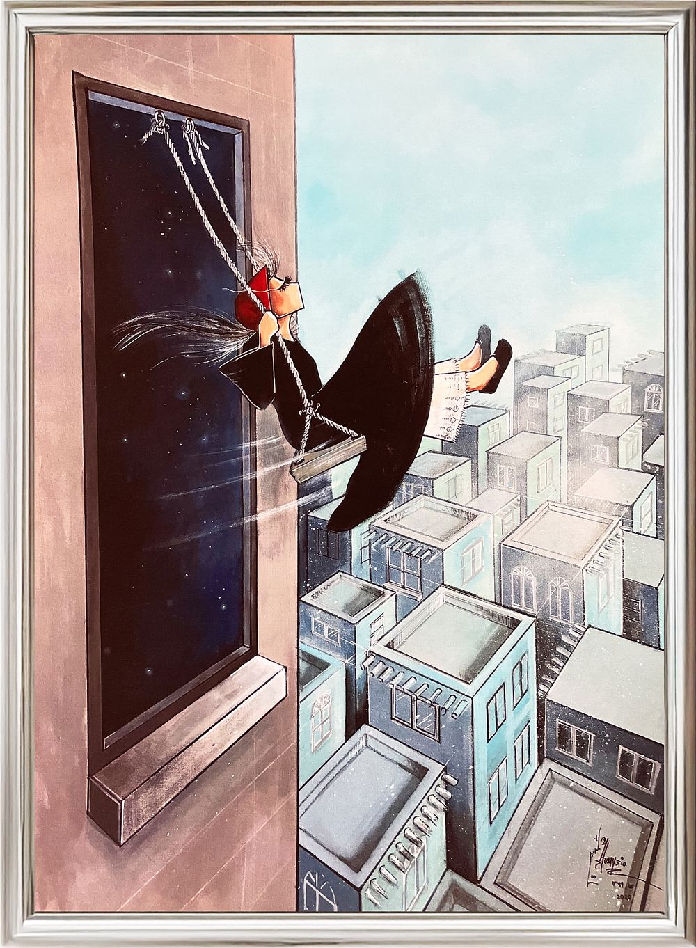 Shamsia Hassani, Untitled (The Swing), 2023, Giclee print on MOABP Bright paper, 
Edition 