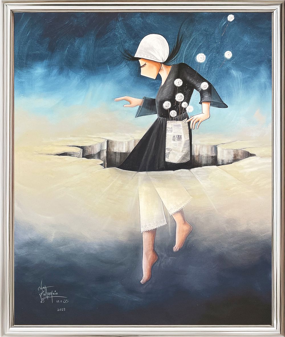 Shamsia Hassani, Untitled (Chasm), 2023, Giclee print on MOABP Bright paper, 
Edition 6/50 