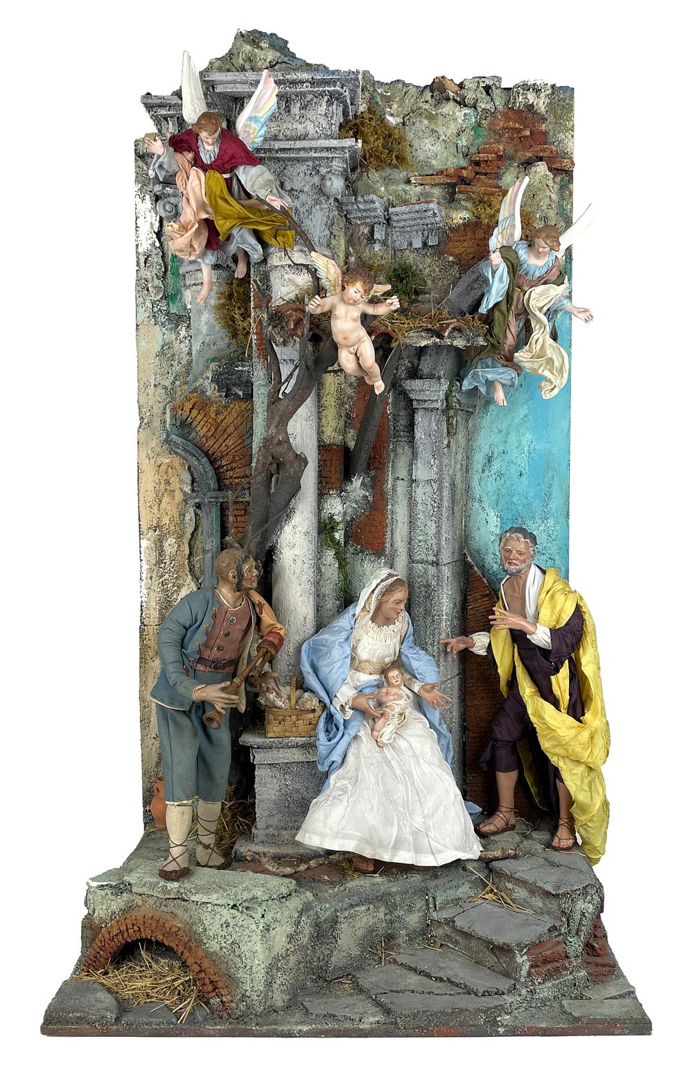 Creche, 20th century (2nd half), 
Peculiar nativity scene of Neapolitan manufacture with 
