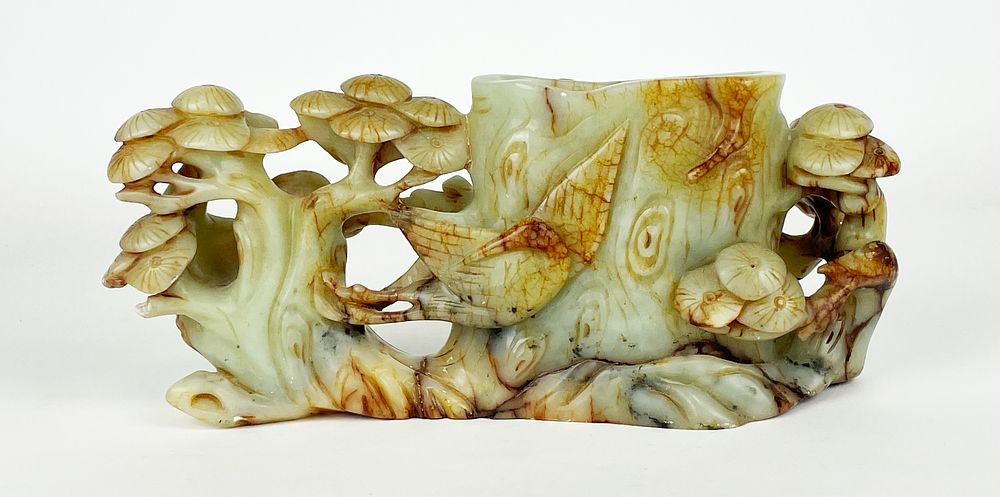 Soapstone document holder/sculpture, 1930s - 1940s, 
Amber and brown work, asian manufacturing. 