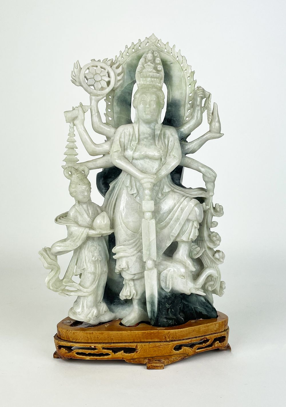 Buddhist Jade Sculpture with Goddess, first half of the 20th century, 
Sculpture depicting 
