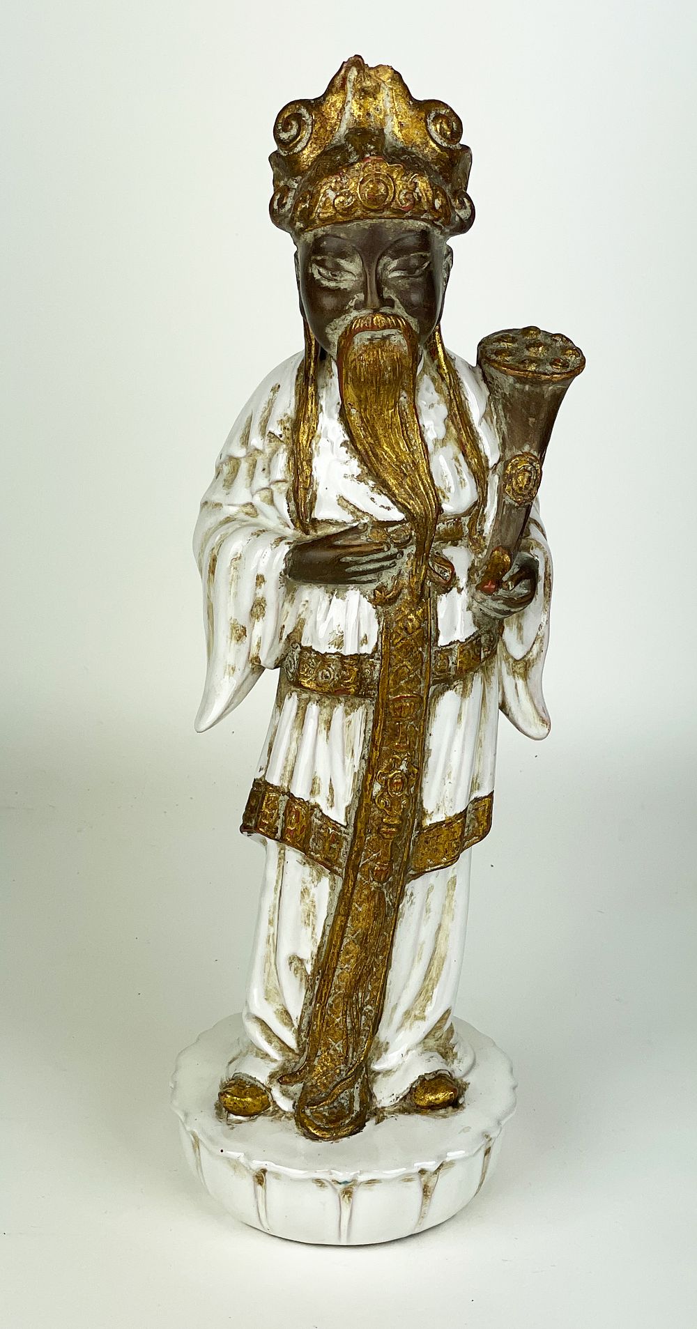 Ceramic sculpture of a monk, second half of the 20th century, 
13 x 45 x 13 cm
. Good 
