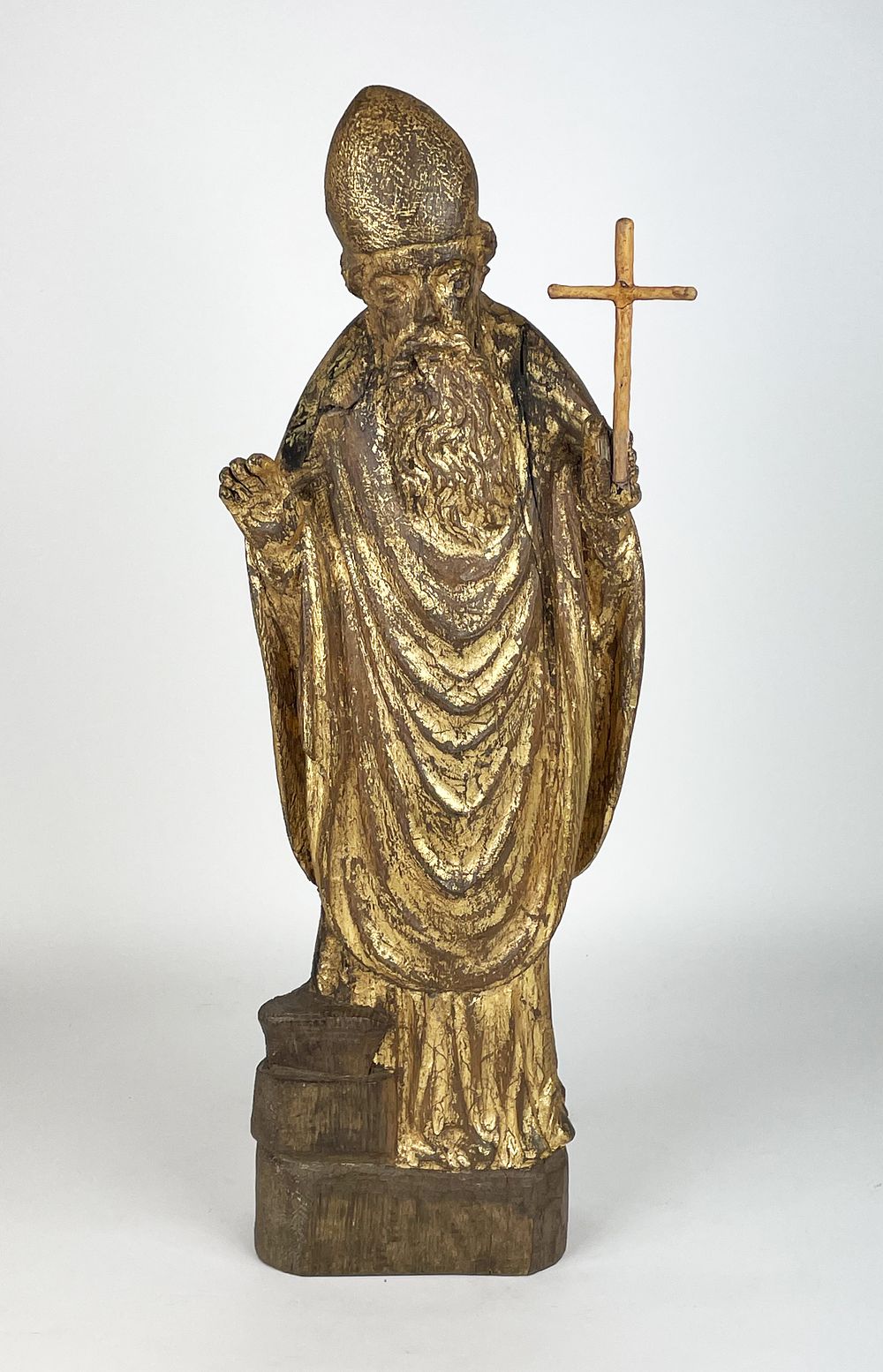Ancient gilded wooden sculpture, representing a religious authority, 
second half of the 