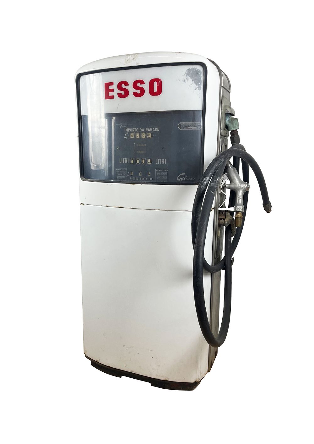 Fuel pump, 20th century, 
Original metal and glass diesel dispenser, 
Year of manufacture 