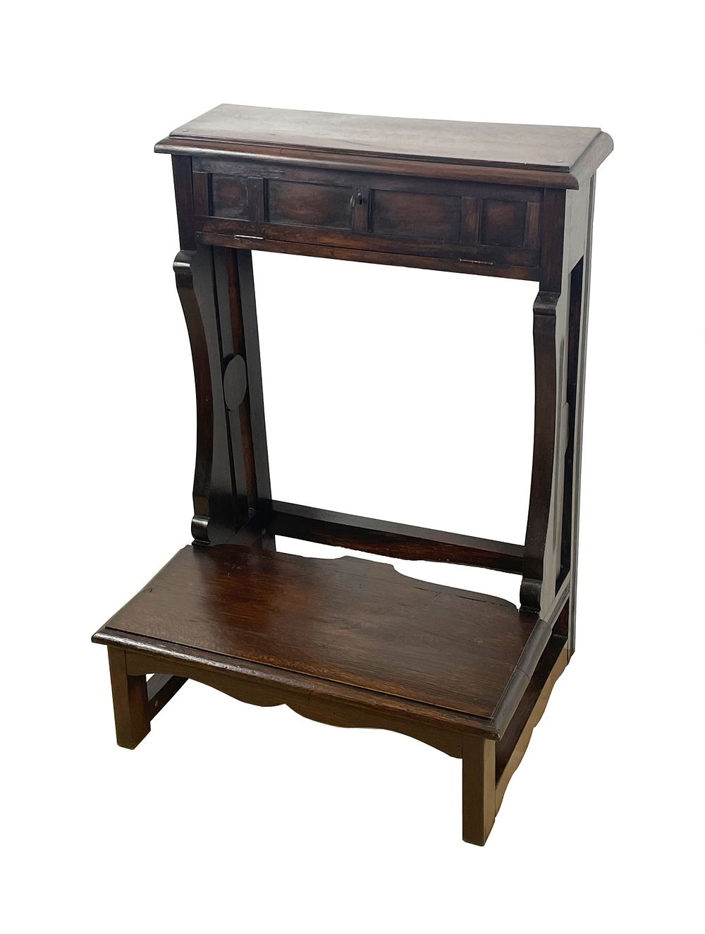 Wooden kneeler, 19th/20th century, 
Dark walnut-stained oak kneeler, Art Nouveau period 