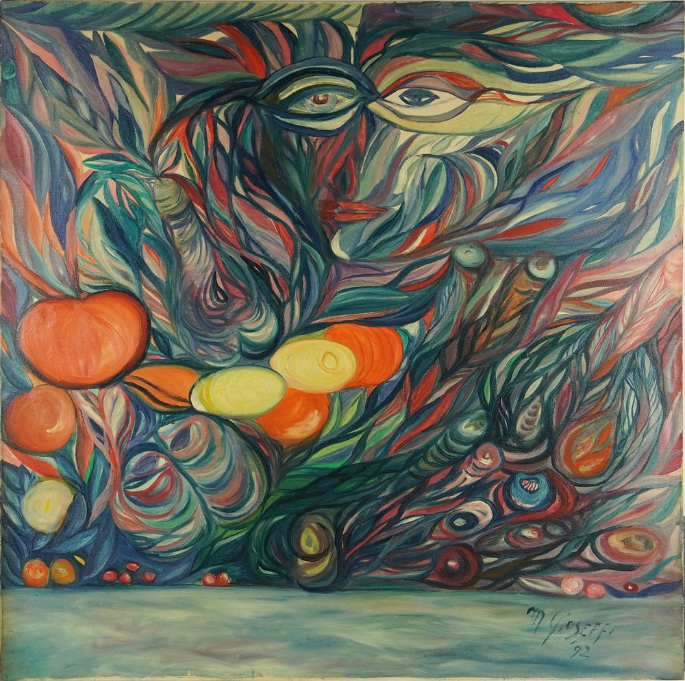 Maria Gioseﬃ, 
“Eyes”, 20th century, 
Oil on canvas depicting eyes intent on gazing into the 