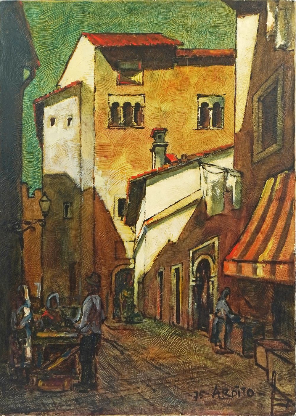 Ardito, 
Painting, 20th century, 
Oil on canvas, “Vanished Rome”, 1975
50 x 70 cm
. Good overall 