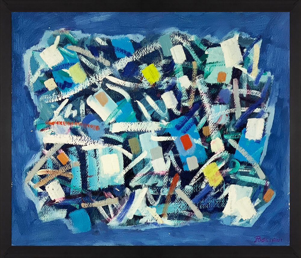 Aldo Pogliani, 20th century, 
"Tass Tra Rit", 1991, mixed media on cardboard, 
A unique work by 