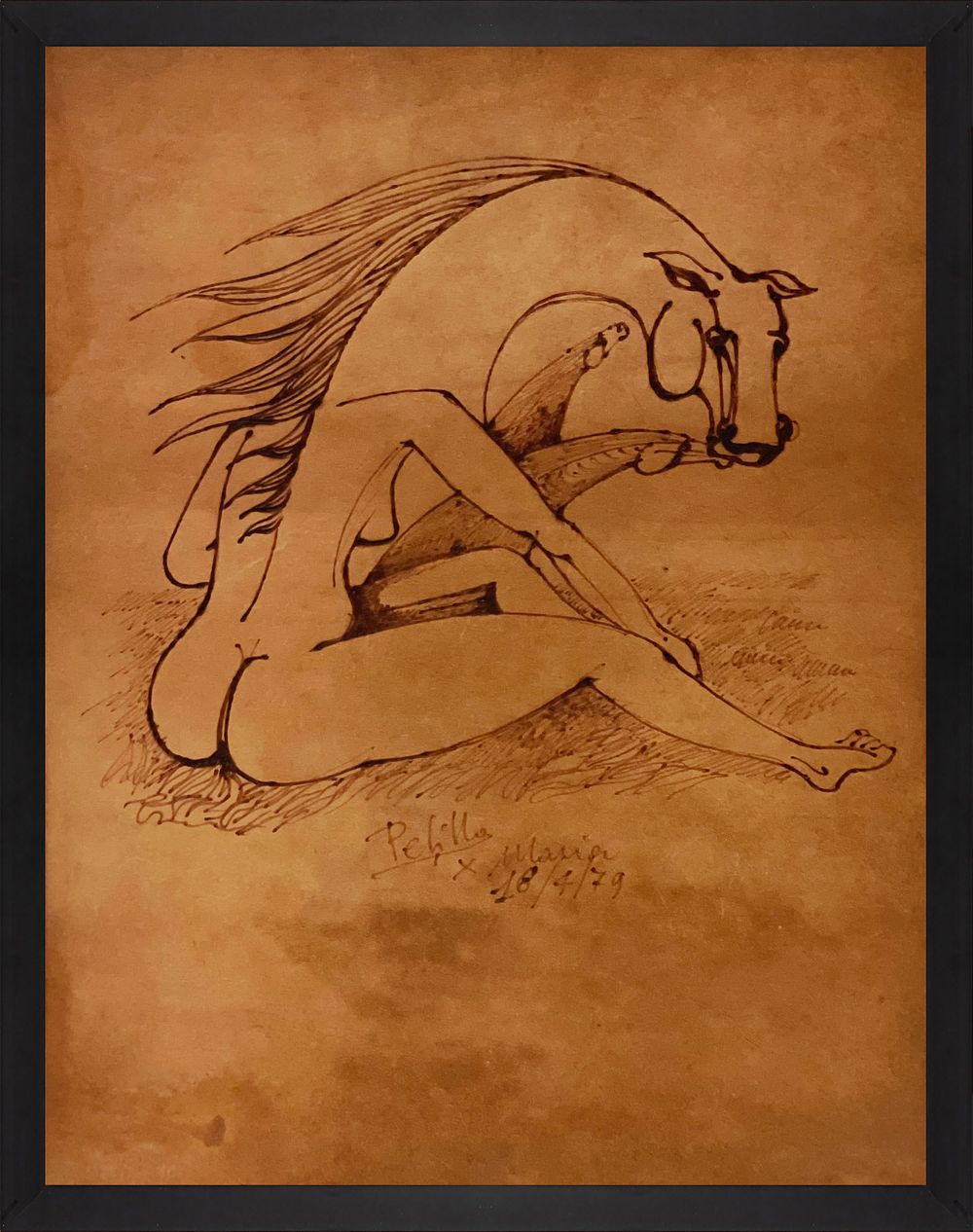 Roberto Pelillo, 20th century, 
Untitled, 1979, mixed media on suede.
A unique work by Roberto 