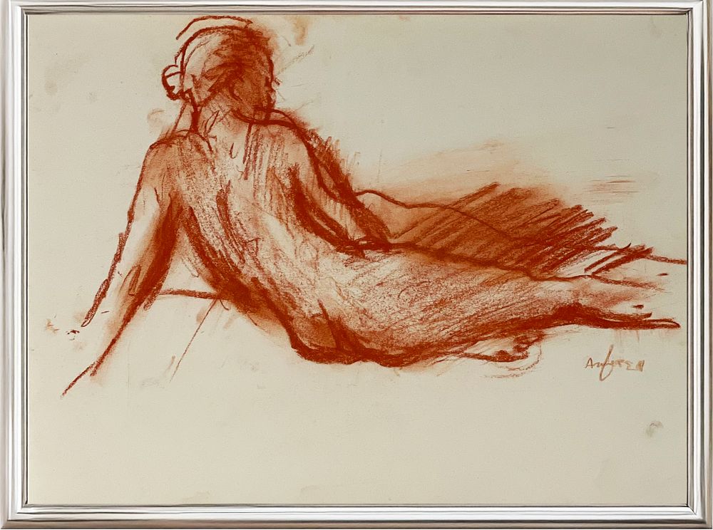 Roberto Anfossi, 20th century, 
Untitled, second half of the 20th century, sanguina on paper.
A 