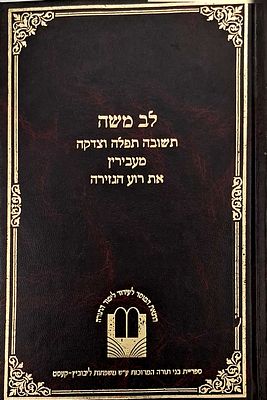 לב משה- תשובה תפילה וצדקה מעבירין את רוע הגזירה, מאת אברהם גולדשמידט, תשל"ט, מצב טוב מאוד.