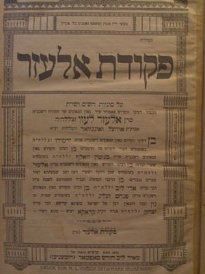 נדיר, מהדורה יחידה. ספר פקודת אלעזר. חידושים סוגיות הש"ס ושאלות ותשובות. מאת הגאון האדיר, רבי 