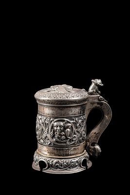 A SILVER TANKARD, Norway, late 19th / early 20th century. h cm 19,5.Silversmith Henrik M&oslash;ller 