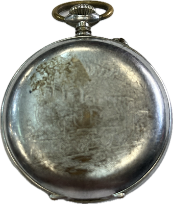 שעון כיס עתיק מכני לא ידוע מצב תקינות חוסר בזכוכית עליונה קוטר 5 ס״מ