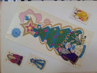 С Новым Годом. 2 листа. Спичечные этикетки. СССР