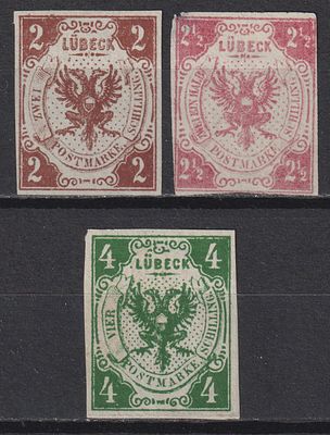Германия Любек. Mi №3+4+5a 130€ Состояние:(*)