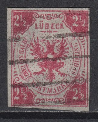 Германия Любек. Mi №4 1200€ 2,5Sch Гашение