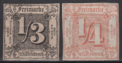 Германия Турн и Таксис 1852-59гг. Mi №2+13 150€. Состояние:*