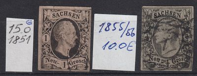 Германия Саксония 1851-55гг. Mi 25€. 2 марки Гашение