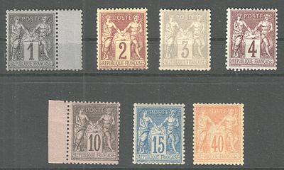 Mi 586€ №68-73. Франция 1877 Состояние:**.