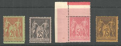 Mi 974€ №79+80+81I+82. Франция 1884-86гг. Состояние:** / 75C - *.