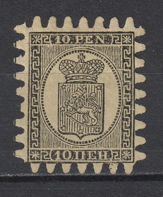 Сол.№7. Перф "C". 10пен Русская Финляндия 1866. Состояние:(*).