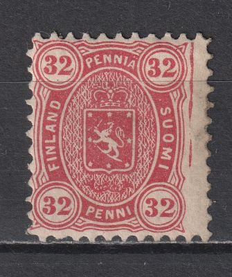 Сол.№21. Разновидность: полоса справа. Перф 11. 32p Русская Финляндия 1881. Состояние:*.