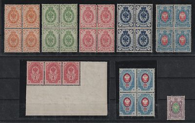 Сол.12000руб.Великое княжество Финляндское. Набор марок. Квартблоки. Состояние:*.