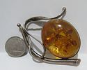 STERLING SILVER AND AMBER BROOCH.Image - 3