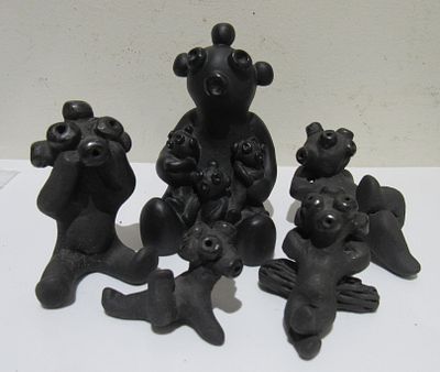 GROUPING OF DOROTHY & PAUL GUTIERREZ Santa Clara Pueblo Pottery Mud Heads.