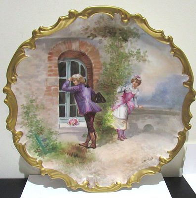 EXCEPTIONAL HANDPAINTED AND ARTIST SIGNED LIMOGES CABINET PLATE.