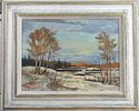 LISTED CANADIAN ARTIST JAMES MILLAR OIL PAINTING ON BOARD. EARLY SNOW ALGONQUIN,Image - 1