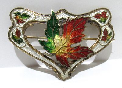 STUNNING EDWARDIAN ART NOUVEAU STERLING SILVER ENAMEL/GUILLOICHE PATRIOTIC BROOCH