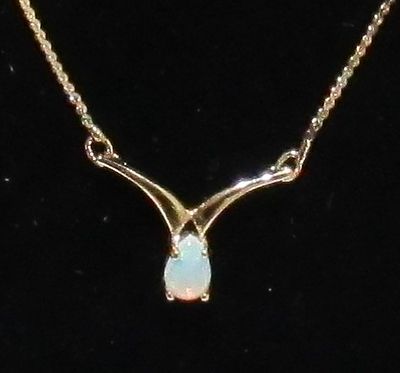 DAINTY STERLING SILVER WITH GOLD WASH OPAL NECKLACE.