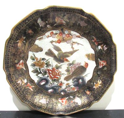 VINTAGE H.F.P. MACAU HAND DECORATED CHARGER. 12.5" DIAMETER. MINT CONDITION.
