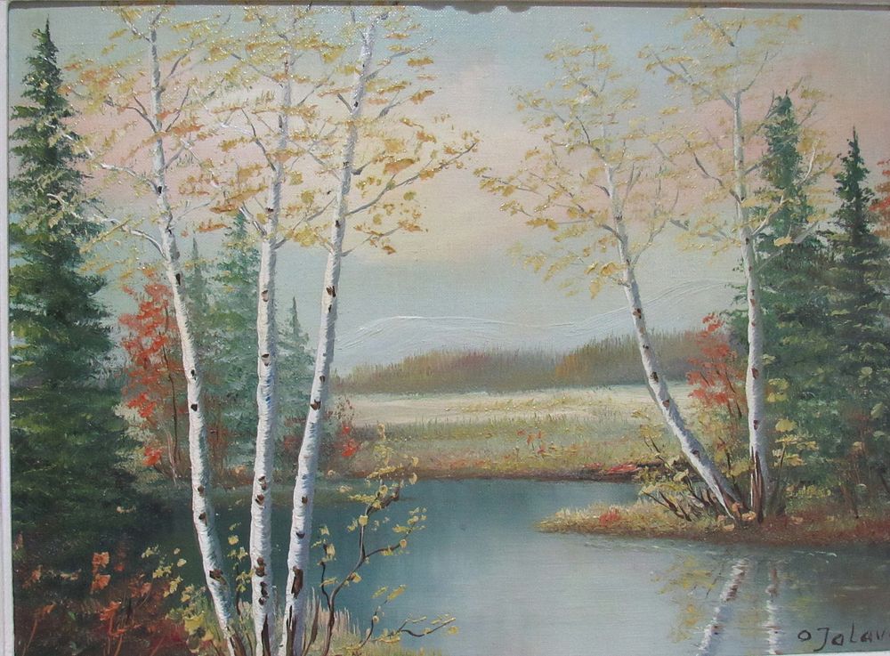 Lot 295: . LISTED CANADIAN ARTIST ANNA JALAVA OIL PAINTING ON BOARD. C.1960S.